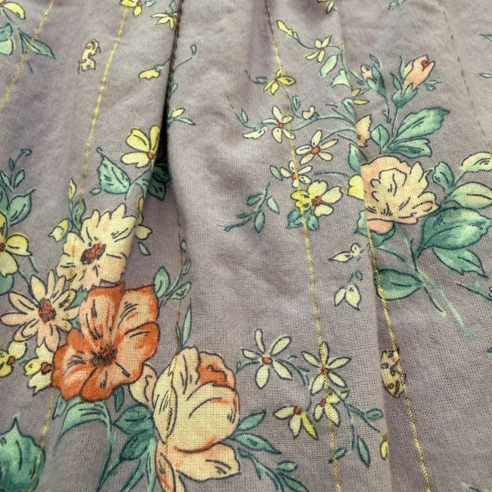OshKosh B'gosh Floral Dress Toddler 4T/4A Purple Flutter Sleeve Metallic Stripe